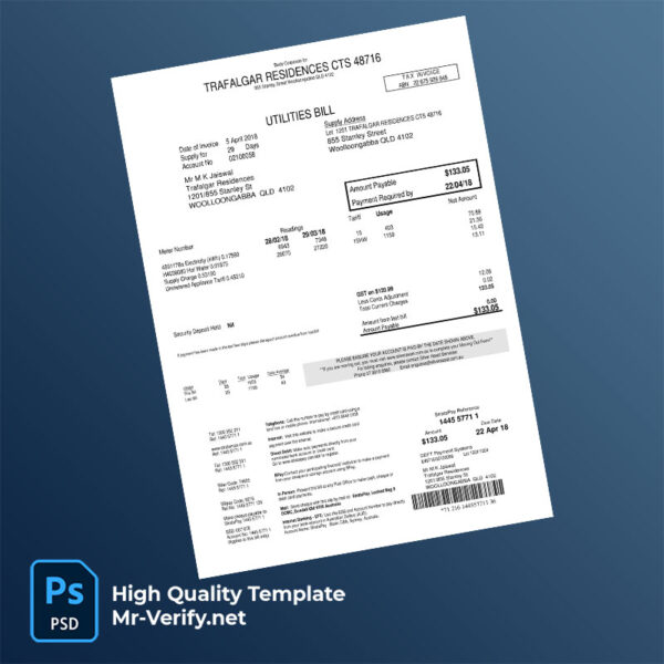 Australia Silver Asset Services Editable Utilities Bill Template in Word and PDF formats