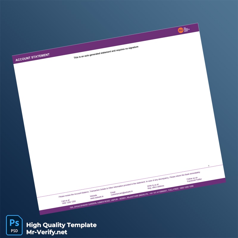 Australia AU Bank Statement Template in Word and PDF formats 2 page Australia AU Bank Statement Template in Word and PDF formats 2 page