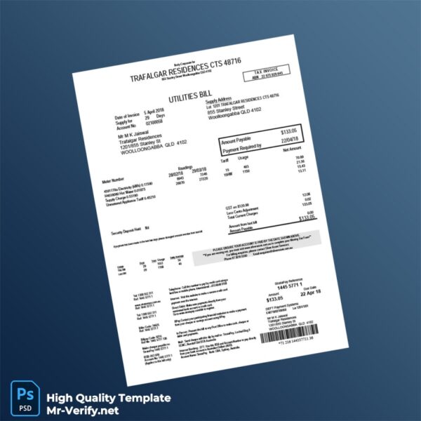 Australia Silver Asset Services Editable Utilities Bill Template in Word and PDF formats