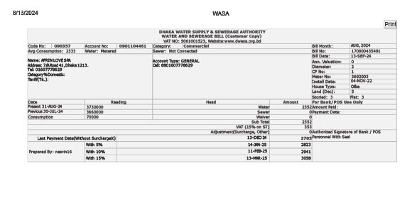 Bangladesh WASA Editable Water Bill Template in Word and PDF formats Bangladesh Amber It Editable Internet Bill Template in Word 3 page