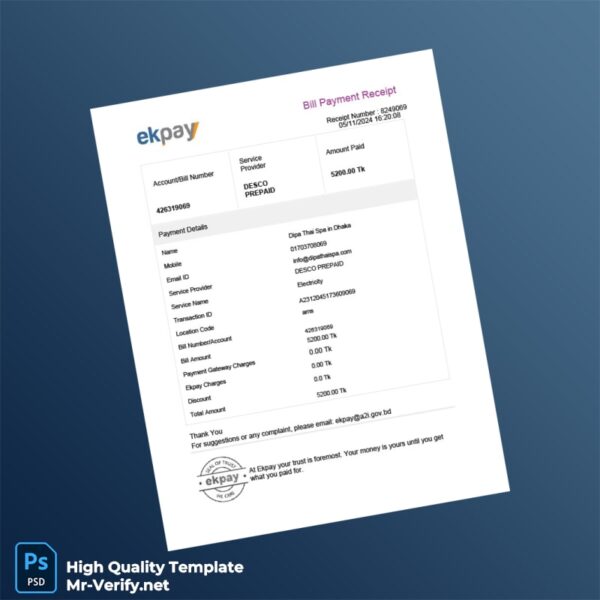 Bangladesh DESCO Editable Utility Bill Template in Word and PDF formats 3 page