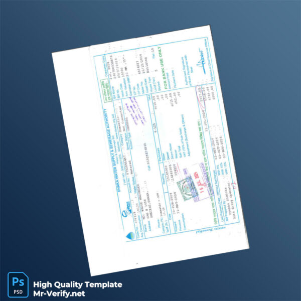 Bangladesh Dhaka Water Supply Sewerage Authority Editable Water Bill Template in Word and PDF formats