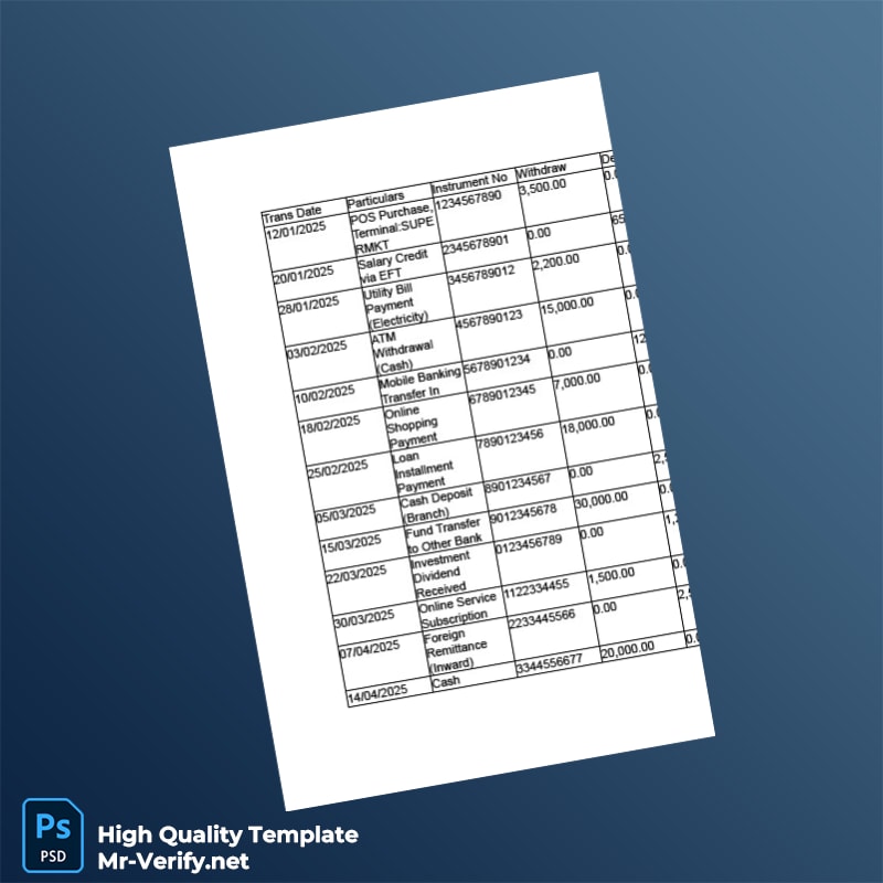 Bangladesh Islami Bank Limited Editable Account Statement Template in Word and PDF formats 3 page Bangladesh Islami Bank Limited Editable Account Statement Template in Word and PDF formats 3 page