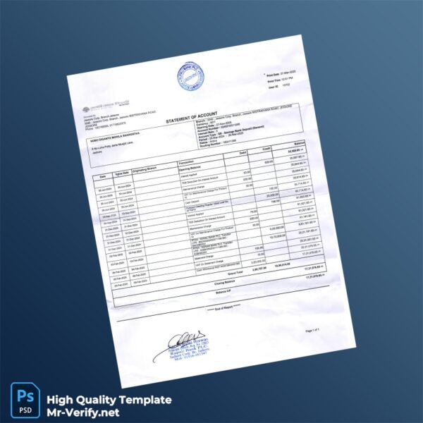 Bangladesh Jesse Corp Bank Statement Template in Word and PDF formats Bangladesh Jesse Corp Bank Statement Template in Word and PDF formats