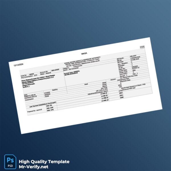 Bangladesh Northern Electricity Supply Company Ltd Editable Utility Bill Template in Word and PDF formats 2 page