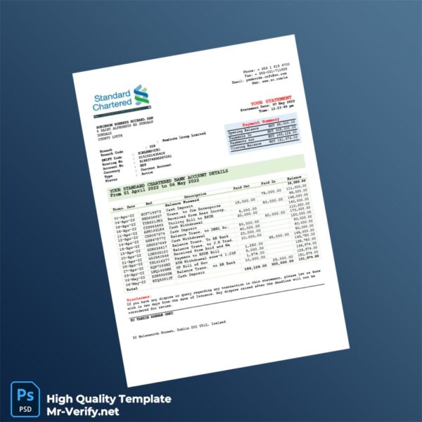 Bangladesh Pembroke Group Limited Editable Bank Statement Template in Word and PDF formats