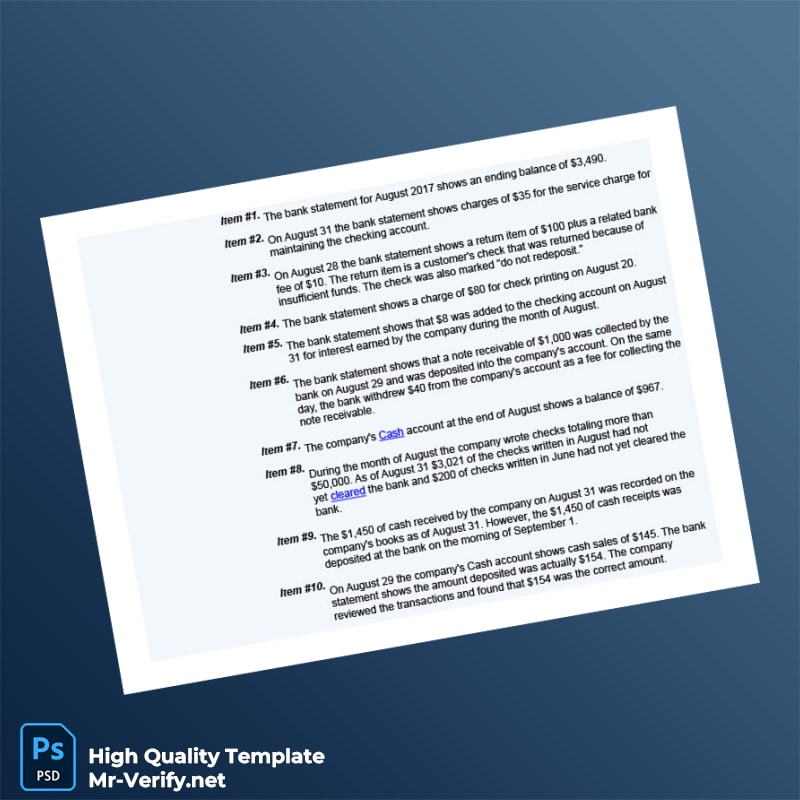 Bank Recon Template in Word and PDF formats 8 page Bank Recon Template in Word and PDF formats 8 page