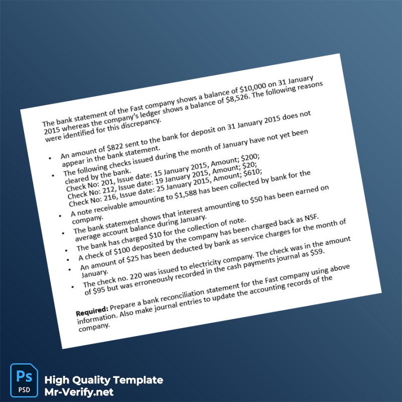 Bank Recon Template in Word and PDF formats 8 page Bank Recon Template in Word and PDF formats 8 page