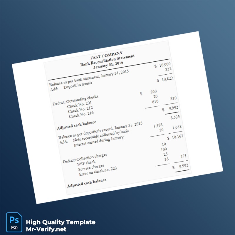 Bank Recon Template in Word and PDF formats 8 page Bank Recon Template in Word and PDF formats 8 page