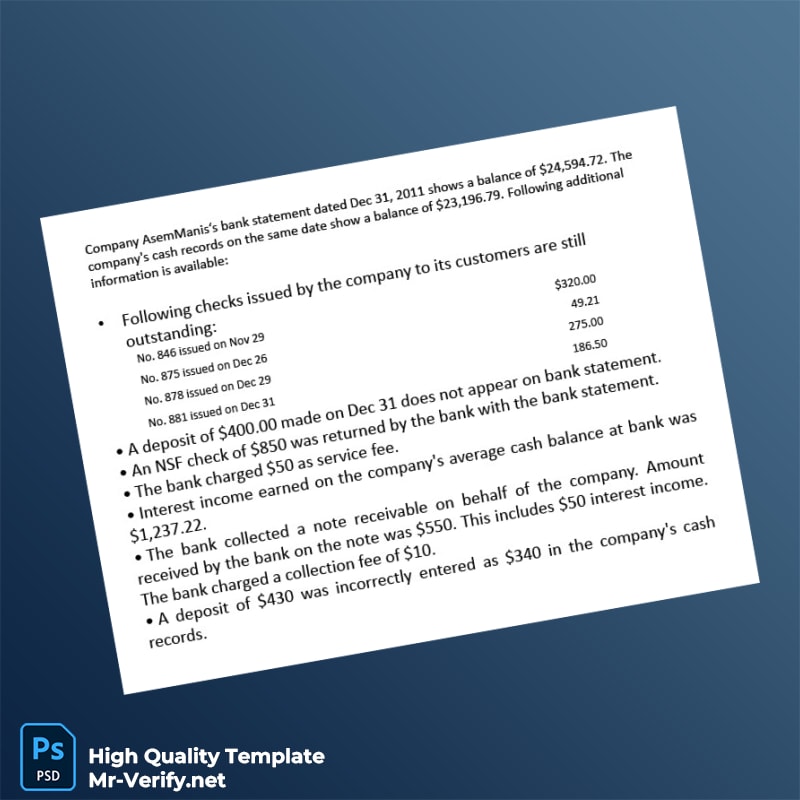 Bank Recon Template in Word and PDF formats 8 page Bank Recon Template in Word and PDF formats 8 page