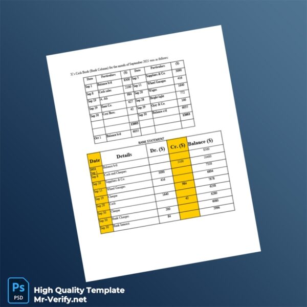 Bank Reconciliation Statement Template in Word and PDF formats Bank Reconciliation Statement Template in Word and PDF formats