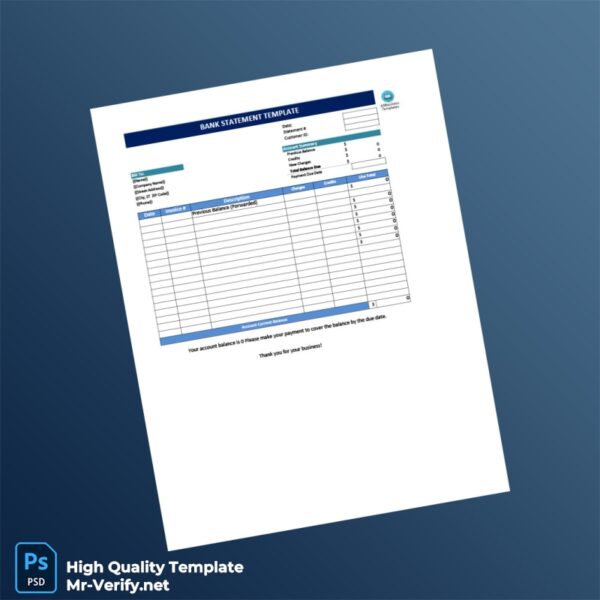 Bank Statement Template Template in Word and PDF formats 2 page