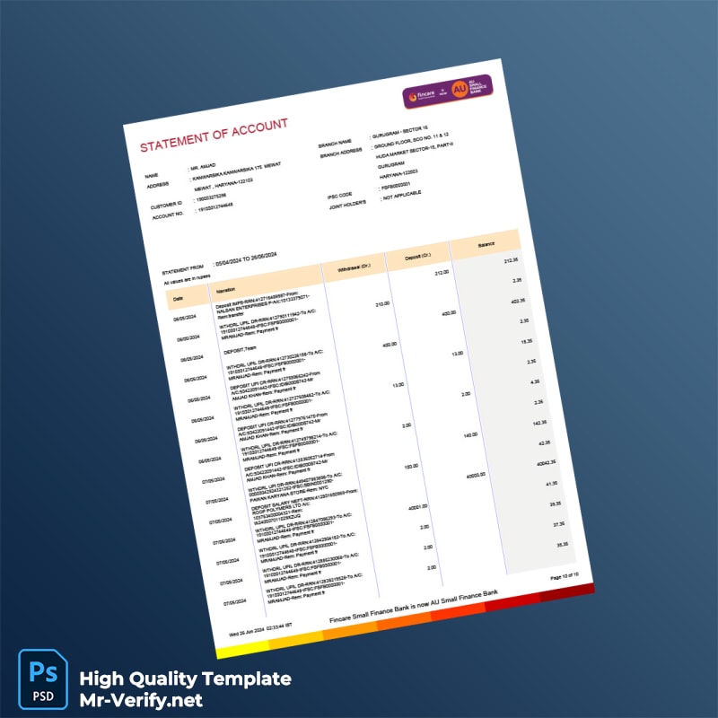 Bank Statement Template in Word and PDF formats 15 page Bank Statement Template in Word and PDF formats 15 page