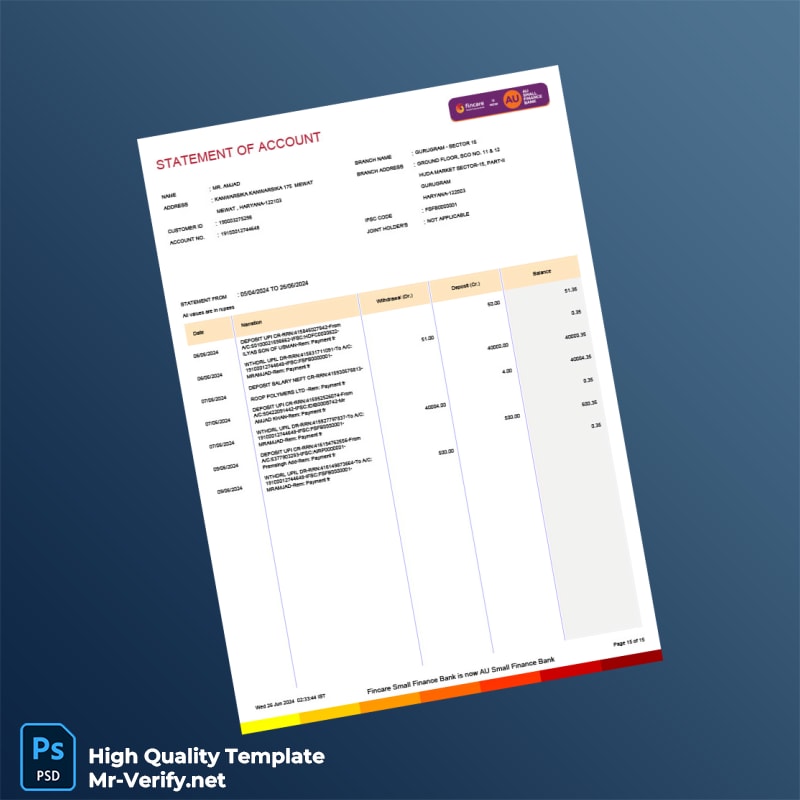 Bank Statement Template in Word and PDF formats 15 page Bank Statement Template in Word and PDF formats 15 page