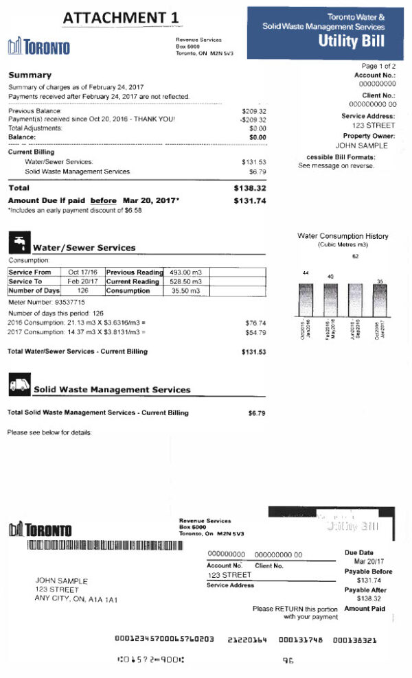 Canada Toronto Editable Utility Account Guide Template in Word and PDF formats 3 page