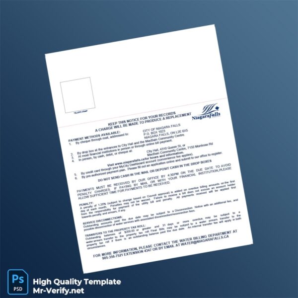 Canada City of Niagara Falls Editable Payment Options Template in Word and PDF formats