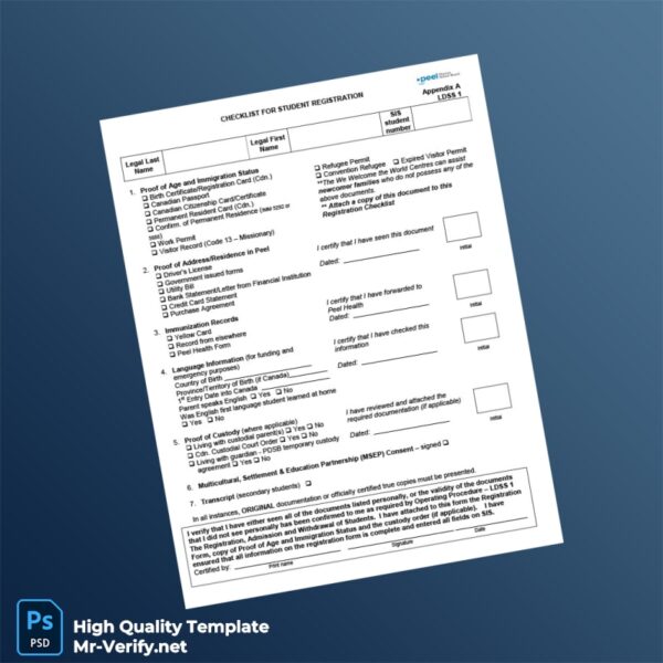 Canada Editable Registration Checklist Template in Word and PDF formats