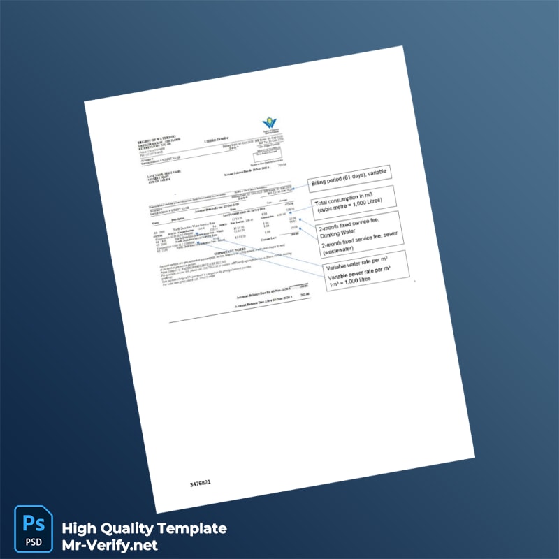Canada Region of Waterloo Editable Water Bill Template in Word and PDF formats 2 page Canada Region of Waterloo Editable Water Bill Template in Word and PDF formats 2 page