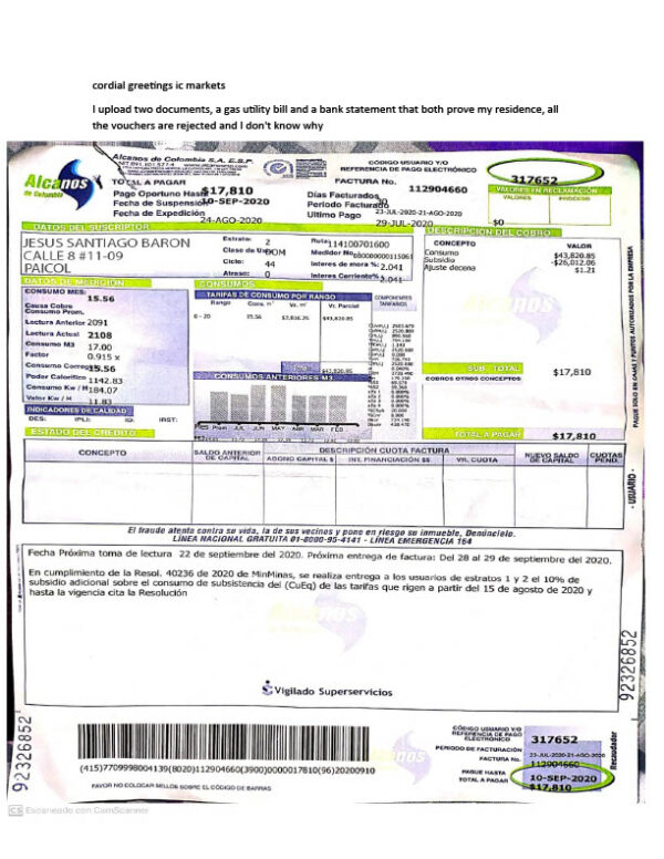 Colombia Alcanos Editable Gas Utility Bill Template in Word and PDF formats 2 page