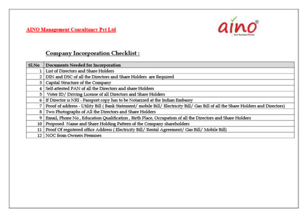 Company Incorporation Checklist Editable Checklist Template in Word and PDF formats