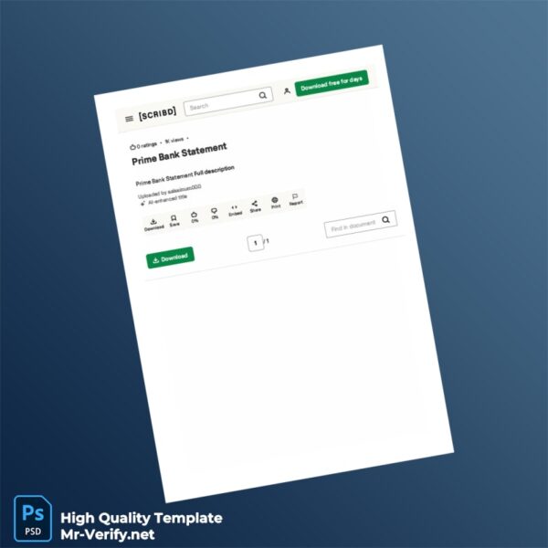 Country_ Bank_Issuer_ Document Type_ Prime Bank Statement Editable Prime Bank Statement Template in Word and PDF formats 3 page