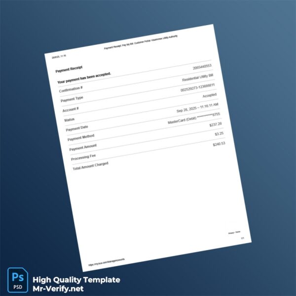 Country_ Company_Authority issuer _ KUA Document Type_ Residential Utility Bill Editable Residential Utility Bill Template in Wo