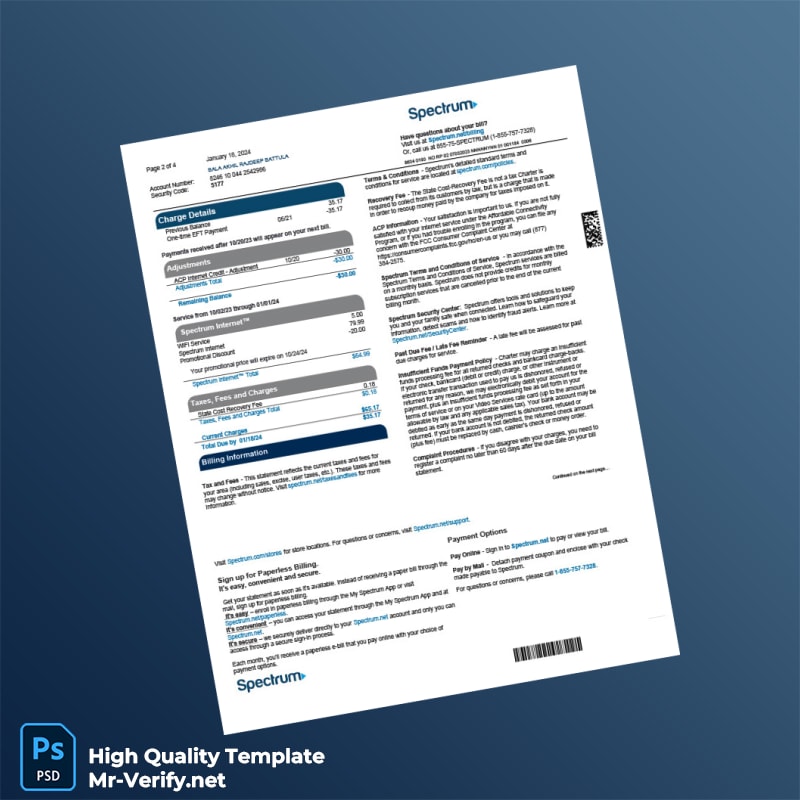 Country_ Company_Authority issuer _ Spectrum Document Type_ Utility Bill Editable Utility Bill Template in Word and PDF formats 4 page