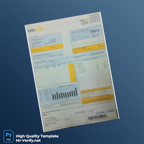 Dominican Republic EdeEste Editable Bill Template in Word and PDF formats