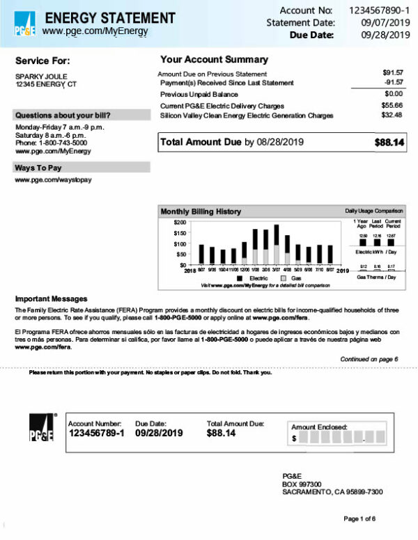 Editable Utility Bill Template in Word and PDF formats 6 page