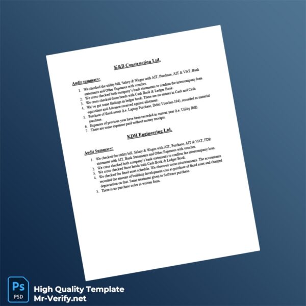 Editable Audit Summary Template in Word and PDF formats