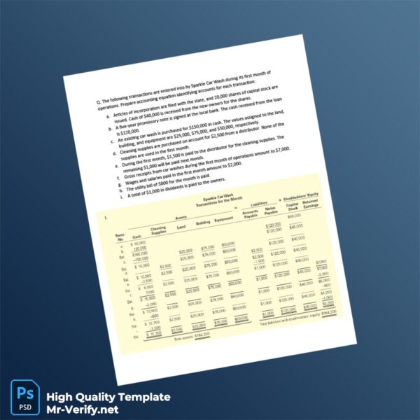 Editable Class Activity – Accounting Equation Template in Word and PDF formats 2 page