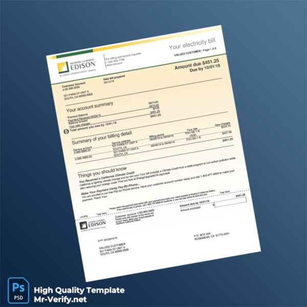 Editable Electricity Bill Template in Word and PDF formats 8 page