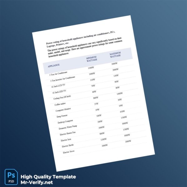 Editable Electricity Bill Template in Word and PDF formats 7 page