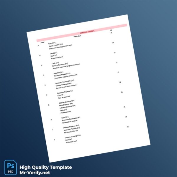 Editable General Journal General Ledger Template in Word and PDF formats 3 page