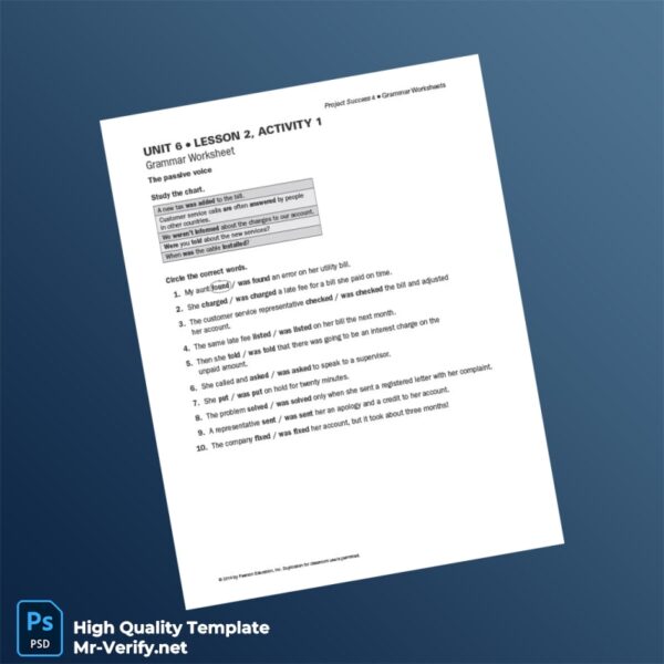 Editable Grammar Worksheet Template in Word and PDF formats