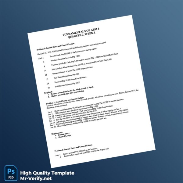 Editable Journal Entry and General Ledger Template in Word and PDF formats 2 page