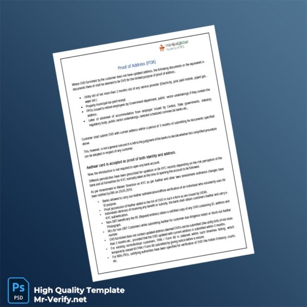 Editable Proof of Address Template in Word and PDF formats
