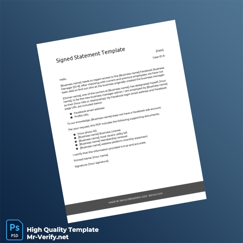 Editable Signed Statement Template in Word and PDF formats 3 page Editable Signed Statement Template in Word and PDF formats 3 page