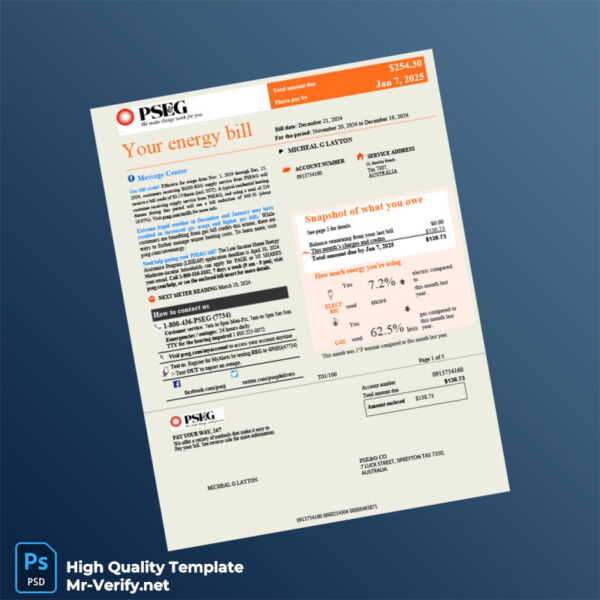 Editable Utility Bill Template in Word and PDF formats 7 page