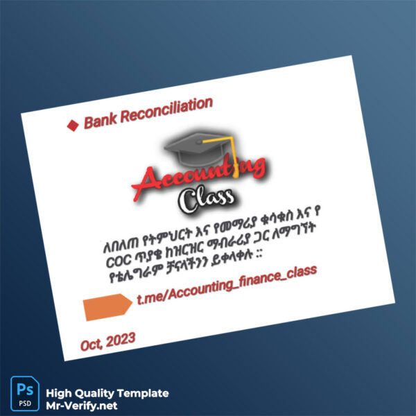 Ethiopia Bank Reconciliation Statement Template in Word and PDF formats 6 page