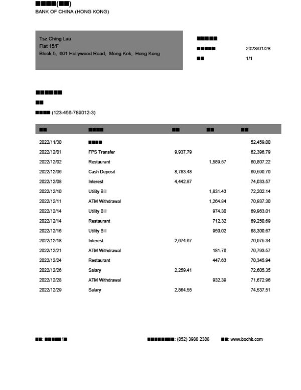 Hong Kong Editable Document Template in Word and PDF formats
