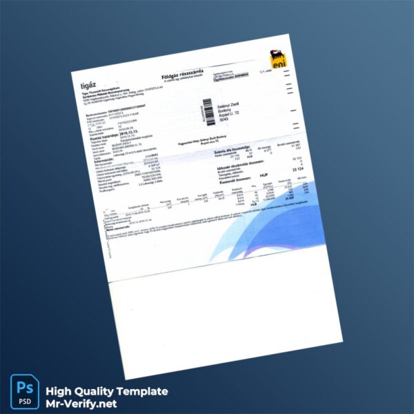 Hungary Editable Utility Bill Template in Word and PDF formats