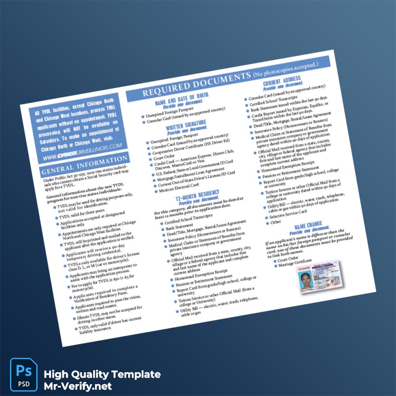 Illinois Editable Temporary Visitor Driver s License Template in Word and PDF formats 2 page Illinois Editable Temporary Visitor Driver s License Template in Word and PDF formats 2 page