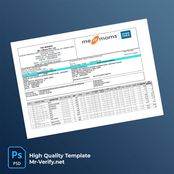 India Aadarsh Editable Tax Invoice Template in Word and PDF formats