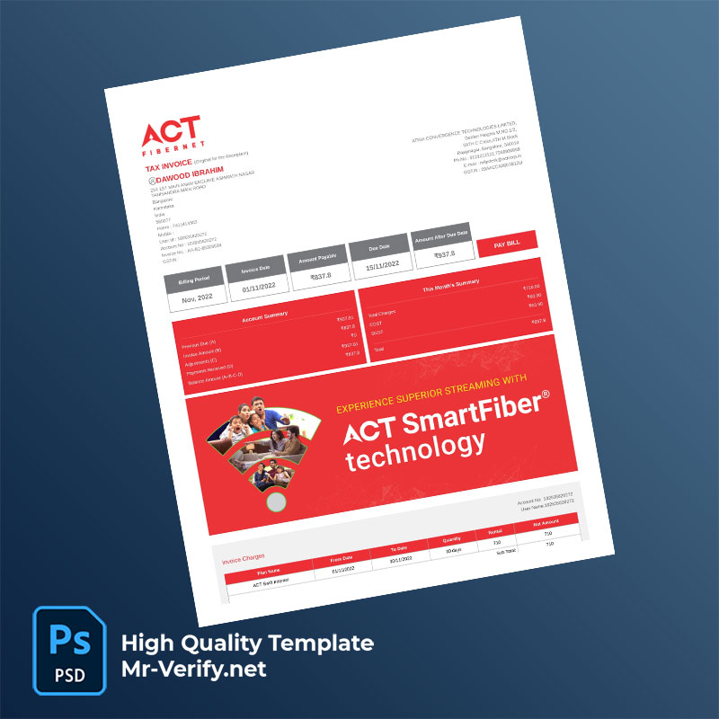 India Atria Convergence Technologies Limited Editable Internet Bill Template in Word and PDF formats India Atria Convergence Technologies Limited Editable Internet Bill Template in Word and PDF formats