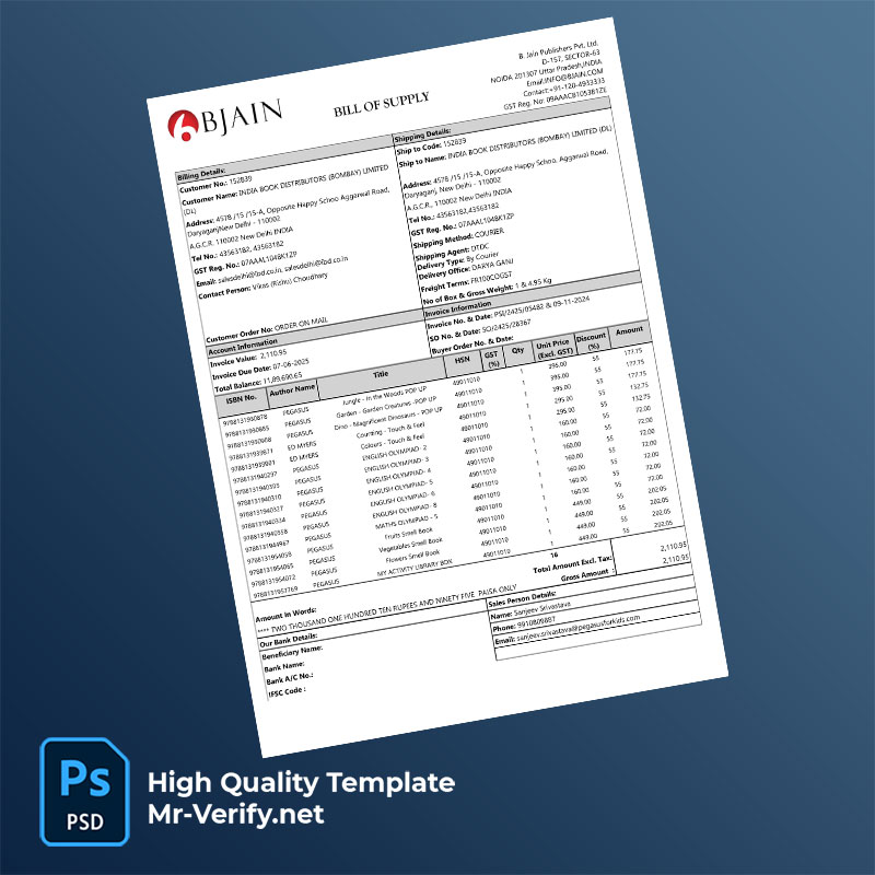 India B. Jain Publishers Pvt Ltd Editable Tax Invoice Template in Word and PDF formats India B. Jain Publishers Pvt Ltd Editable Tax Invoice Template in Word and PDF formats