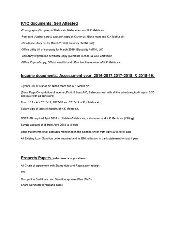 India Editable KYC Documents Template in Word and PDF formats