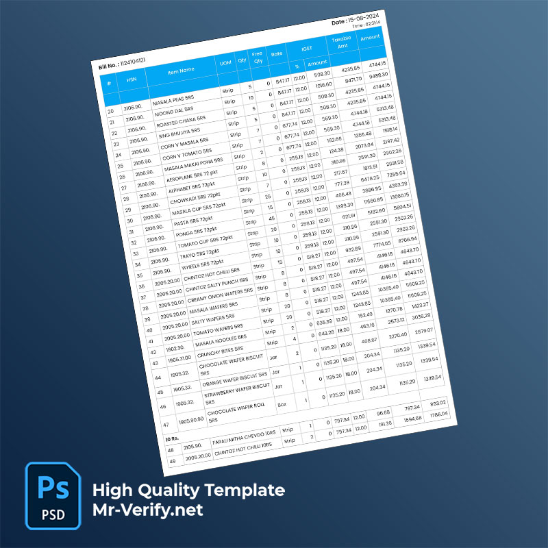 India Gokul Snacks Pvt Ltd Editable Tax Invoice Template in Word and PDF formats India Gokul Snacks Pvt Ltd Editable Tax Invoice Template in Word and PDF formats