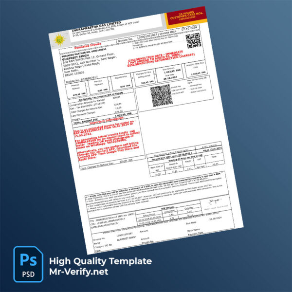 India Gurugram Metropolitan Development Authority Editable Property Tax Bill Template in Word and PDF formats