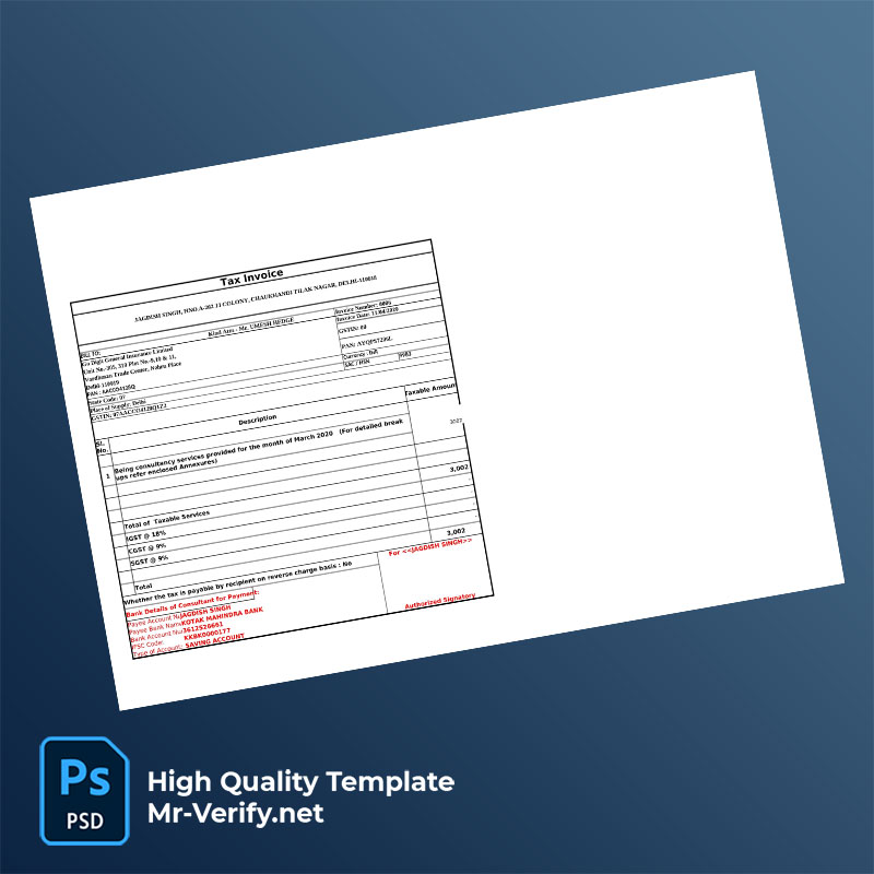 India Jagdish Singh Editable Tax Invoice Template in Word and PDF formats India Jagdish Singh Editable Tax Invoice Template in Word and PDF formats